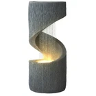 31.9" Outdoor Water Fountain with LED Light, Large Spiral Curved Fountains