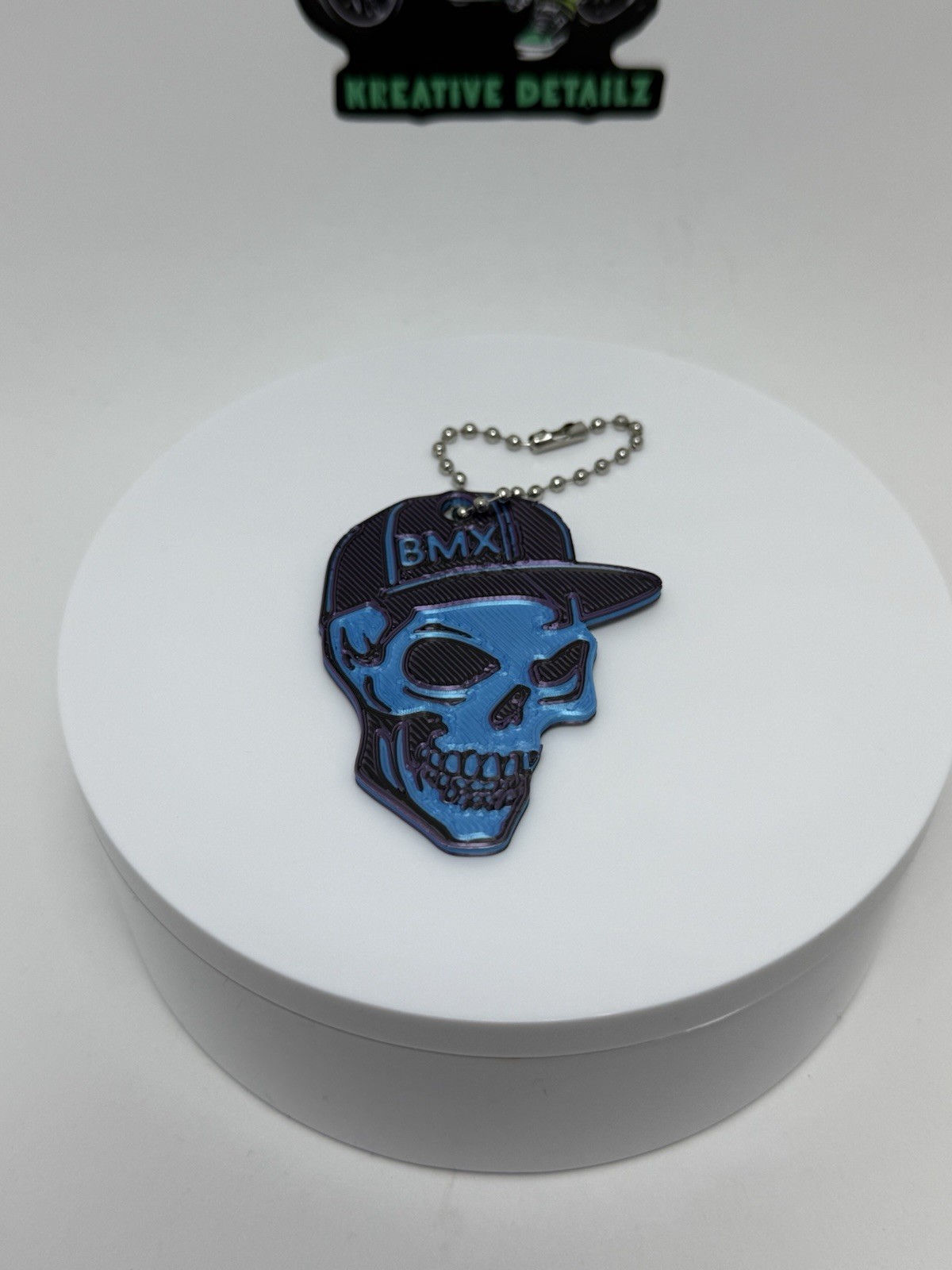 BMX Skull Keychain Black/Purple & Aqua Blue