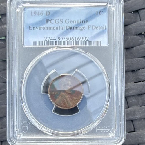 1946-D 1C Lincoln Wheat Cent PCGS Genuine Environmental Damage BN