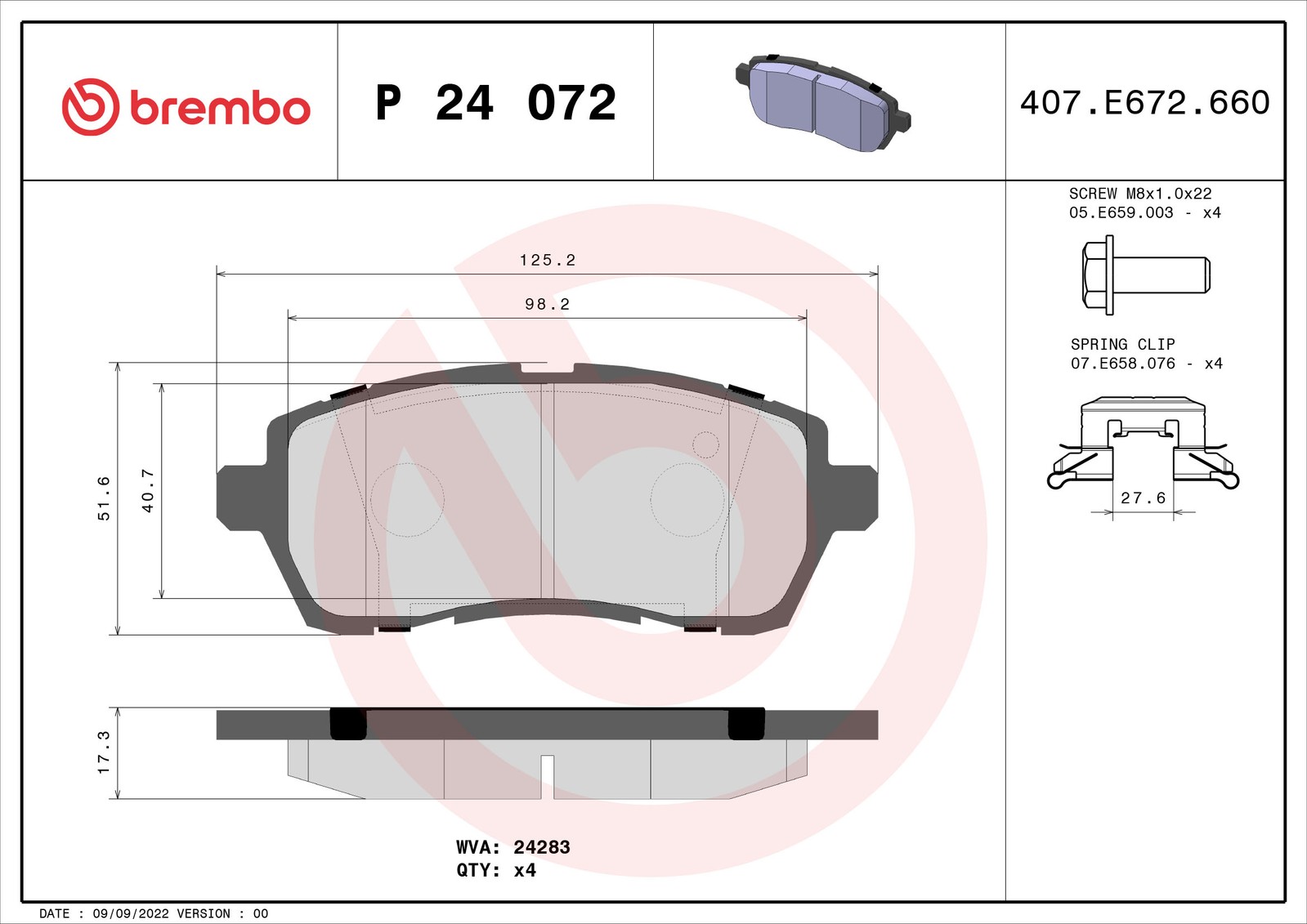 Front Brake Pad Set Fits Ford Fiesta Mazda 2 BREMBO - Image 16