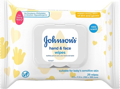Johnson's Baby Hand Face Wipes 25 Count Pack of 6 Gentle Cleaning Alcohol Free