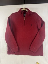 Polo Ralph Lauren Men's Quarter Zip Pullover Red Size Large Old Money Academia