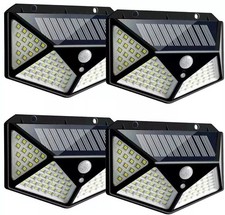 4X Solar Power PIR Motion Sensor Wall Lights 100LED Outdoor Garden Security Lamp