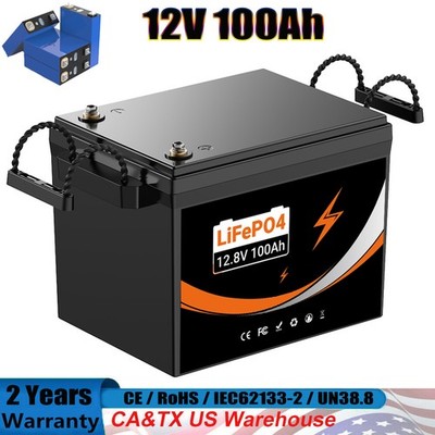 1280Wh 12V 100AH LiFePO4 Lithium Battery Deep Cycles For RV Camping Marine Solar