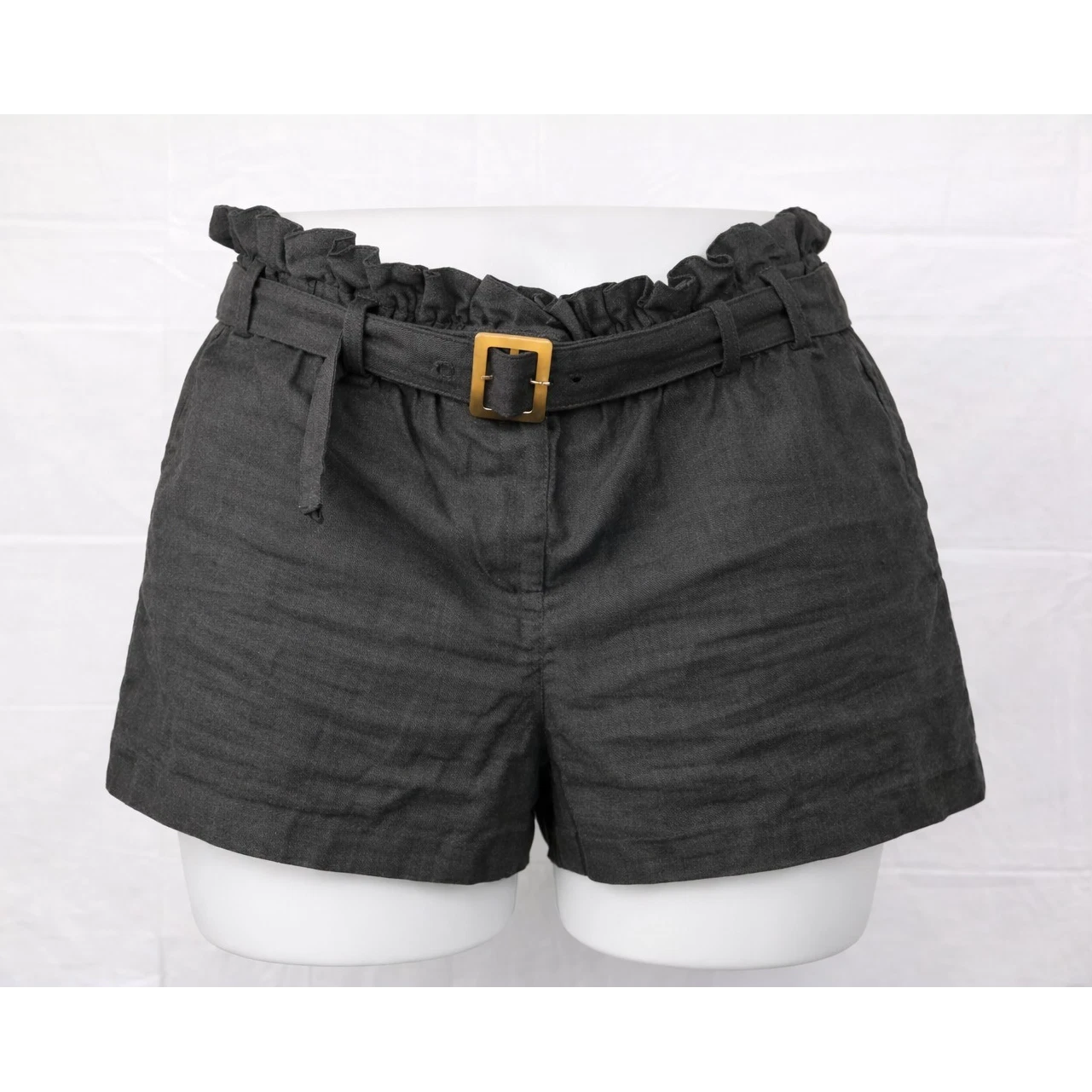 The Limited Black Paperbag Belted Shorts Womens 12P Linen Blend Casual Summer
