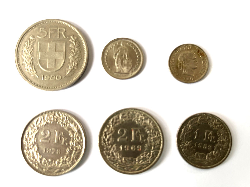 Lot of 6 SWITZERLAND  COINS
