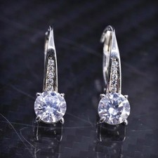 Vintage sterling silver 925 cz dangle earrings