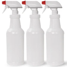 Plastic Spray Bottles 32 oz 3-Pack Leak Proof Made in USA | Empty