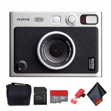 Fujifilm Instax Mini EVO Hybrid Instant Camera Black with Micro SD to SD