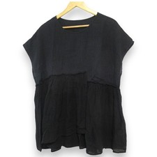 25SS nest Robe Ramie Yoryu Linen Gauze Sleeveless Blouse Size F Black Women USED