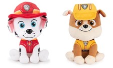 New Gund Bundle of 2 Paw Patrol Plushes, 6 inch Marshall and Rubble Officially