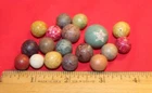 Civil War Era Handmade Clay Marbles Lot of 18 with Green Star Shooter