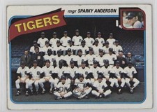 1980 Topps Team Checklist Detroit Tigers Team Sparky Anderson #626 HOF 10ou