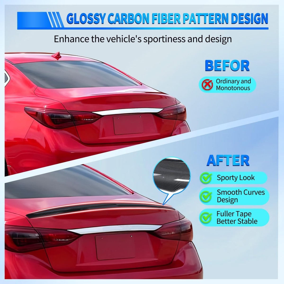 Nilight Rear Spoiler Wing Fit for Infiniti Q50 4 Door Sedan 2014