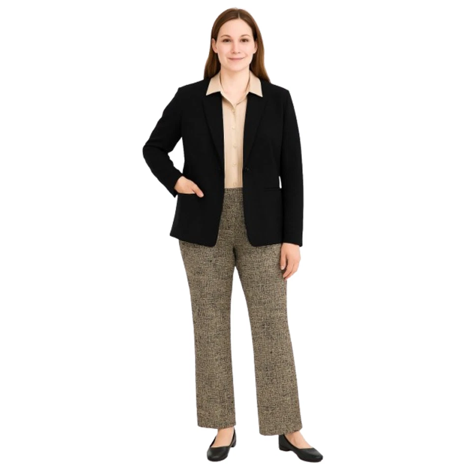 Брюки Premise женские эластичные на талии машинная стирка черные/светло-коричневые размер L новые с ценниками - Изображение 3 из 4