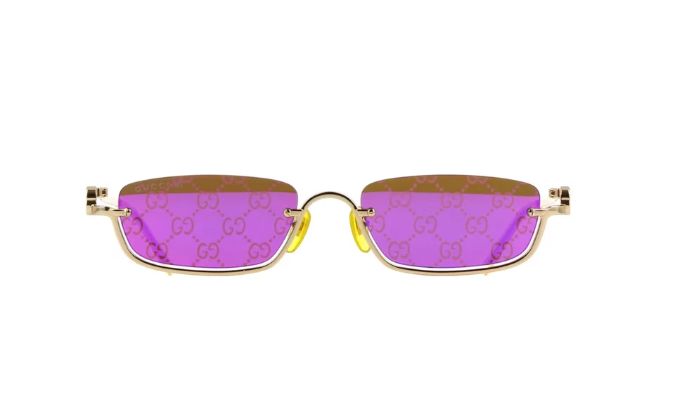 Gafas de sol Gucci GG1278S 005 unisex rectangulares en dorado con lente violeta 100 % UV Foto 3 de 4