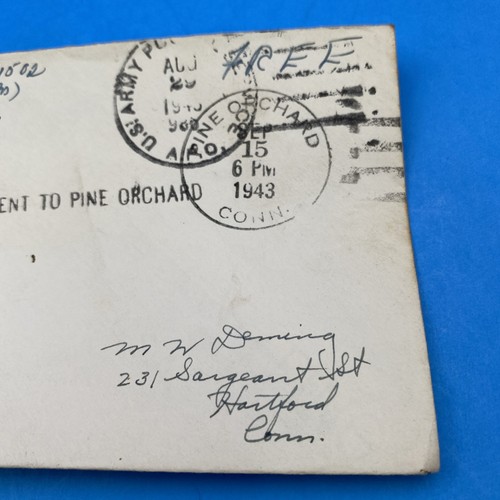 WWII APO 986 Aleutians Free Soldier Mail—Censored, MISSENT to Pine Orchard CT - Picture 3 of 4