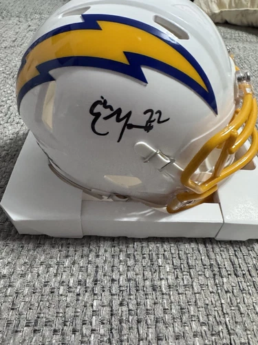 Los Angeles Chargers Elijah Molden autograph Color Rush mini helmet - Beckett