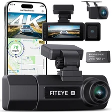 3 Channel 4K Dash Cam, IMX335 STARVIS Sensor, 4K+2K Front and Inside, 2K+1080...