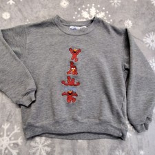 Vtg Sesame Street Elmo Sweatshirt Kids Size Small Embroidered 90s Crewneck