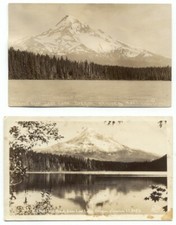 Mt. Hood From Lost Lake OR lot of 2 RPPC Postcards ~ Oregon