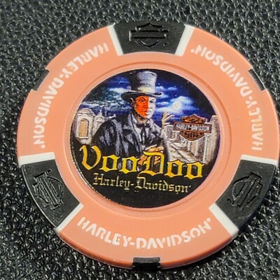 VOODOO HD ~ LOUISIANA (Pink/Black Full Color design3) Harley Davidson Poker Chip