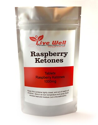 Himbeerketone 1000 mg 200er-Pack vegane Tabletten für Gewichtsmanagement hergestellt in Großbritannien.