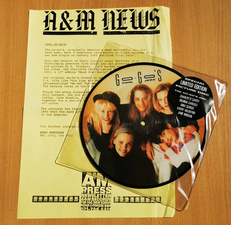 The GO-GO's 7" Cool Jerk PICTURE DISC + PRESS RELEASE 1990 Vinyl Carlisle MINT - Image 2 of 4