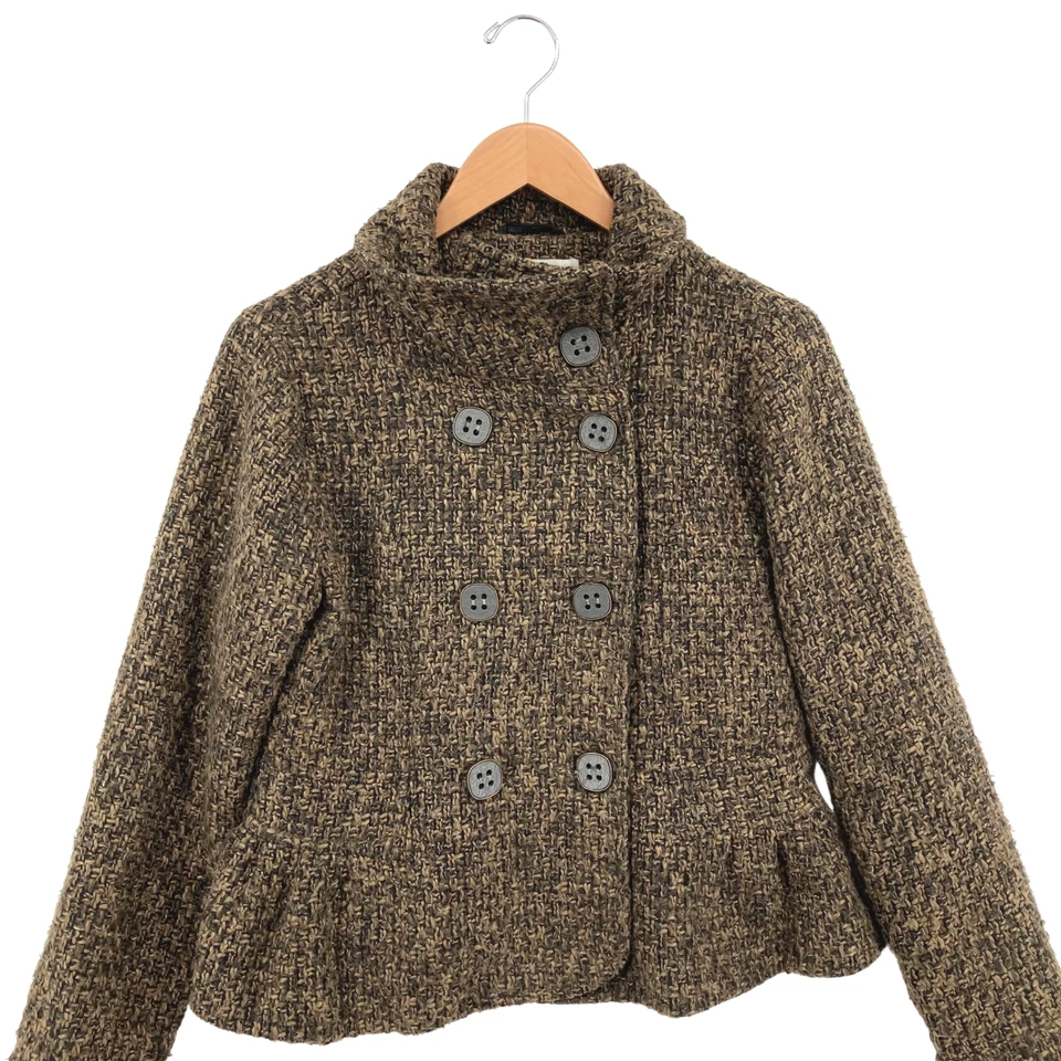 Blazer vintage Oleg Cassini para mujer marrón oscuro mezcla de lana doble botonadura talla L Foto 2 de 4