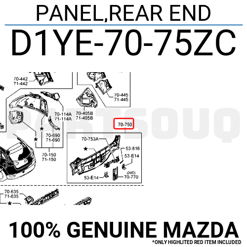 D1YE7075ZC Genuine Mazda PANEL,REAR END D1YE-70-75ZC | eBay