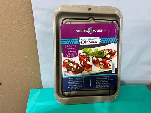 Nordic Ware Compact Ovenware 8.5”x6.5" 2 piece Broiler Set - Brand New Sealed