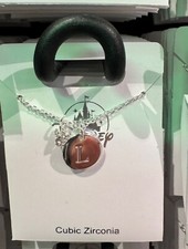 Disney Parks Mickey Mouse Cubic Zirconia Letter L Silver Color Necklace NEW