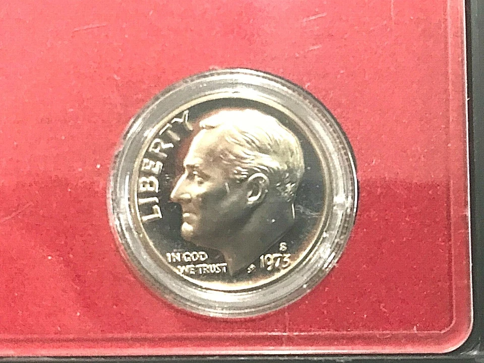 1973 P D  S Roosevelt Dime  In Mint Cello  + Proof (3 Coins) - Image 4 of 4