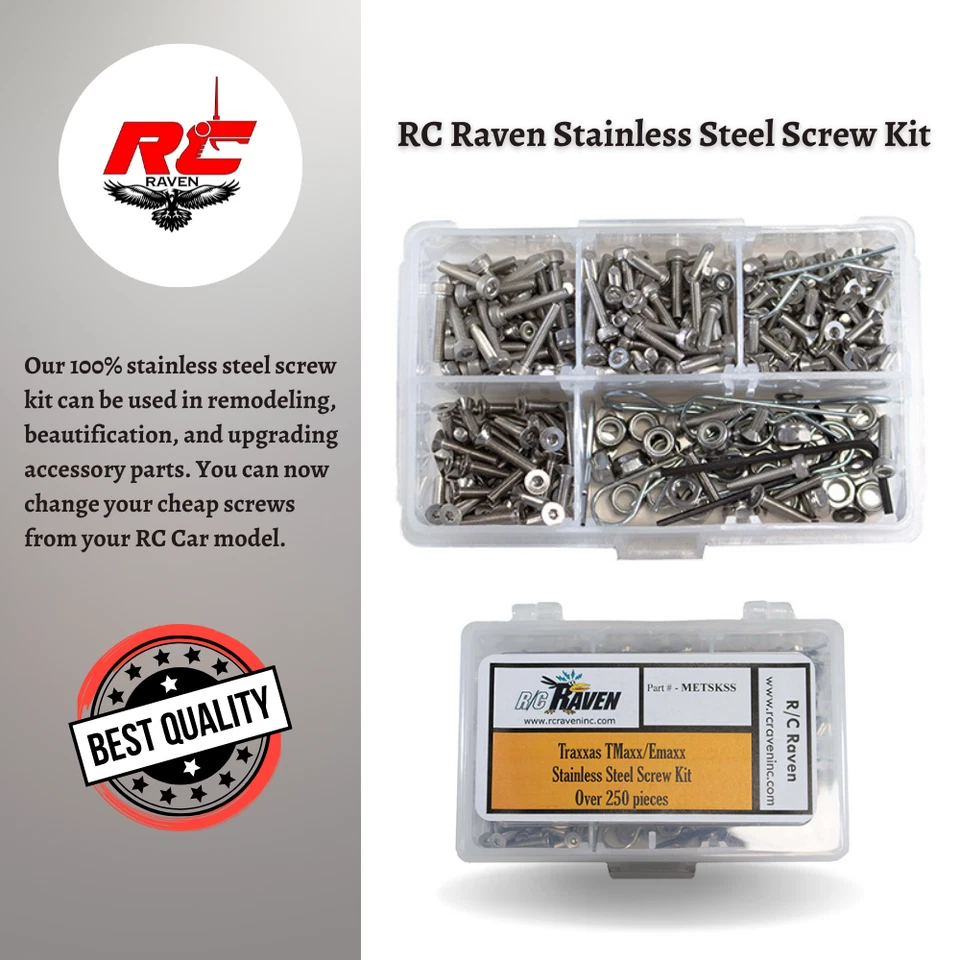 Kit de tornillos de acero inoxidable T-Maxx y E-Maxx 250 piezas Foto 4 de 4