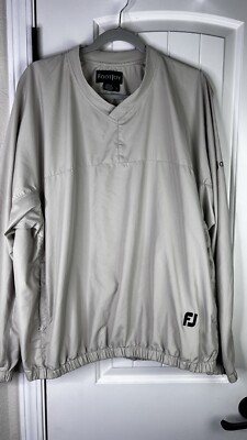 Footjoy Jacket Mens Beige Golf V Neck Pullover Windbreaker Performance Golf Sz L