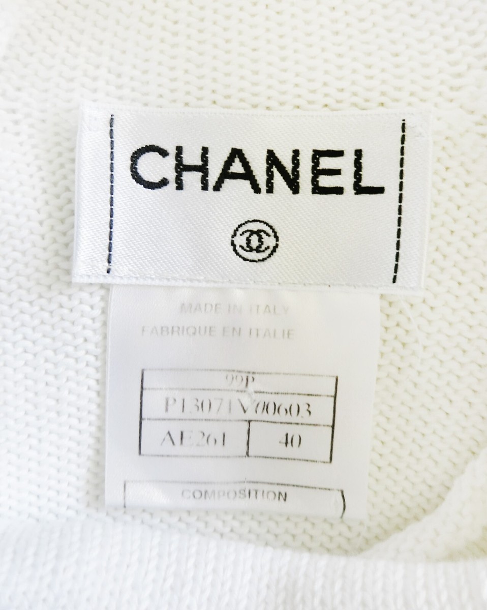 CHANEL 1999 Spring 99P Vintage White Cotton Short Sleeves