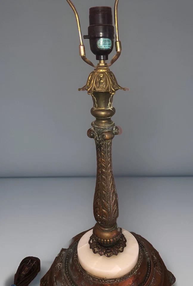 SOLO LÁMPARA - Estilo Victoriano Bronce con Acabado Cobre con Mármol DE COLECCIÓN Foto 4 de 4