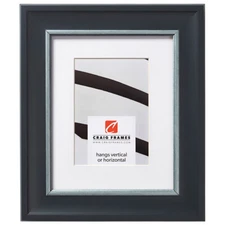 Craig Frames Martin, 2" Wide Black Velvet and Silver Picture Frame With a Mat