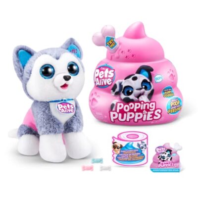 Pets Alive Pooping Puppies (Husky) by ZURU Surprise Puppy Plush, Ultra Soft P...