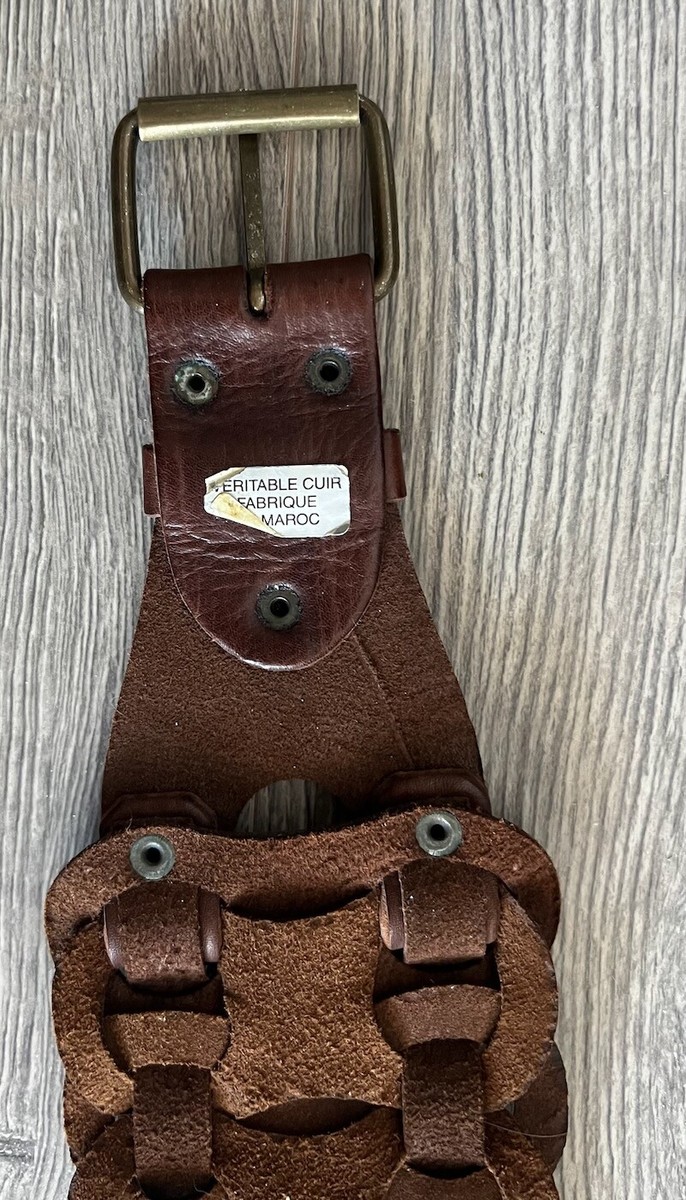 RARE Vintage Moroccan Braided Brown Leather Belt Hippie Boho  display picture 3