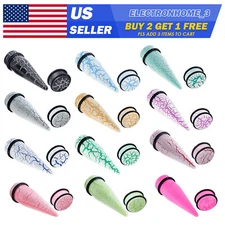 24pcs 00G-20mm Ear Gauge Stretching Kit Acrylic Tapers Stretchers Set Multicolor