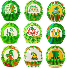 450Pcs St. Patrick'S Day Cupcake Liners, Irish Clover Shamrock Print Baking Cupc