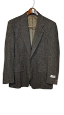 Turnbury Men's Blazer Coat Wool Vtg. Fleck Herringbone 2-Button Single Vent 43L