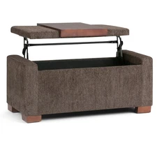 Bretton 43 inch Wide Transitional Rectangle Lift Top Storage Ottoman in Deep ...