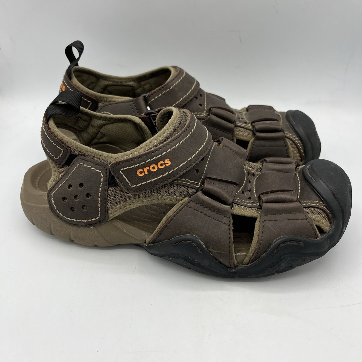 Crocs Swiftwater Mens Size 12 Brown Leather Outdoor Fisherman Sandals 204562 Crocs Swiftwater Mens Size 13 Brown Leather Outdoor  main image 3