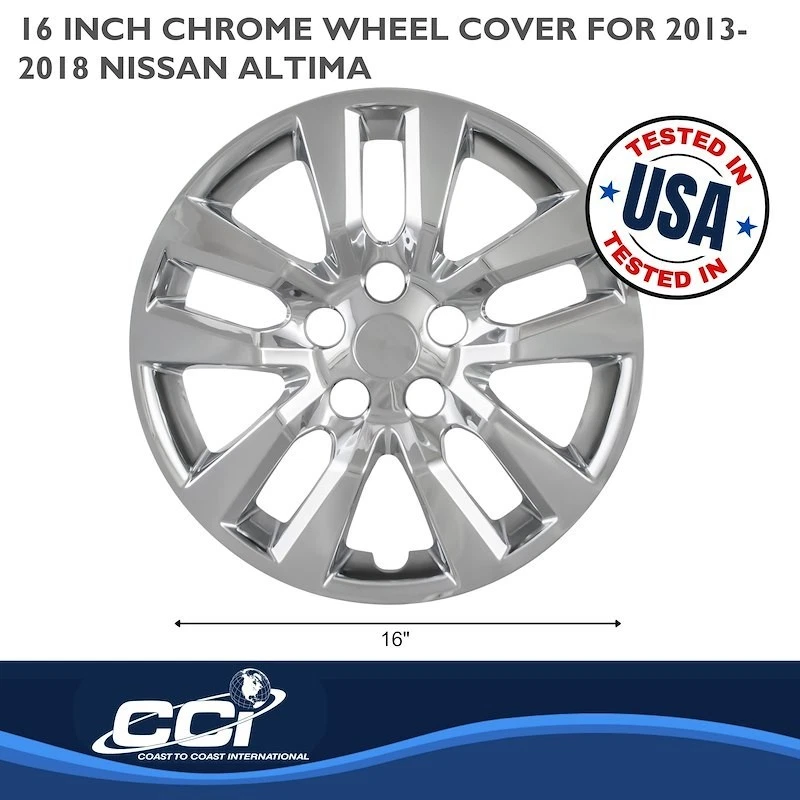 New Wheel Covers Hubcaps Fits 2013-2018 Nissan Altima, 16 Inch; 10 Spoke; Chrome - Изображение 2 из 3