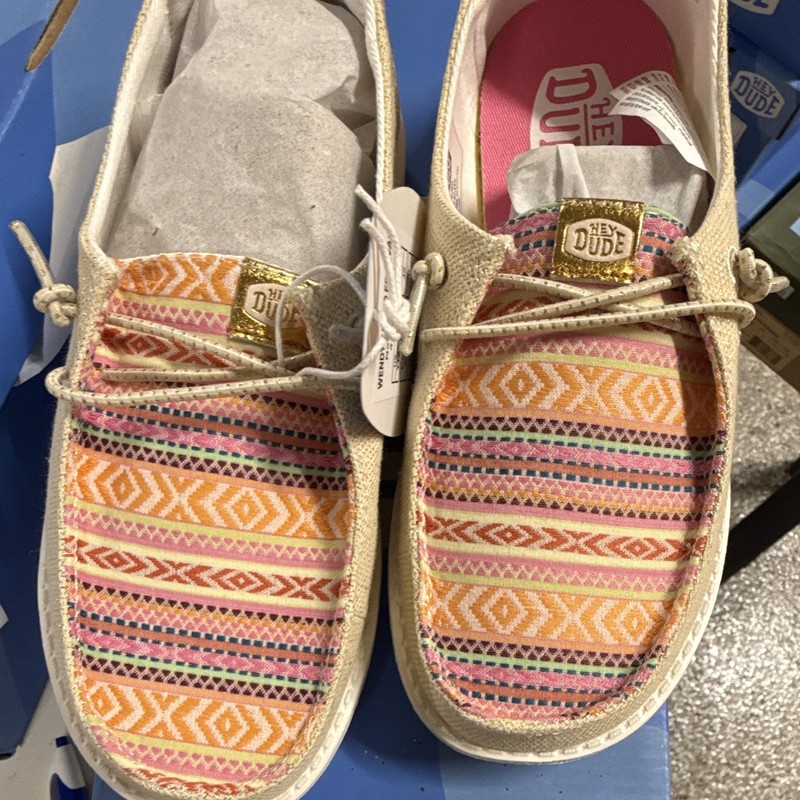 Hey Dude Wendy Y Boho Festival Kids Loafer Lace Up Canvas Multi US YT2 EU 34