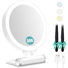 B Beauty Planet Magnifying Mirror with Light 30X, 9"L x 7"W, White