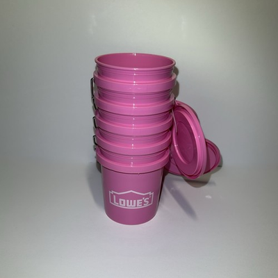 #ad Lot of 5 Hard To Find Viral Lowe#x27;s Pink 0.42 Qt Mini Bucket w Lid Ships Fast $24.95