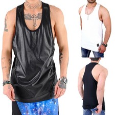 VSCT Tank-Top Herren Allover Leathermesh Kunst- Leder Material-Mix V-5641428